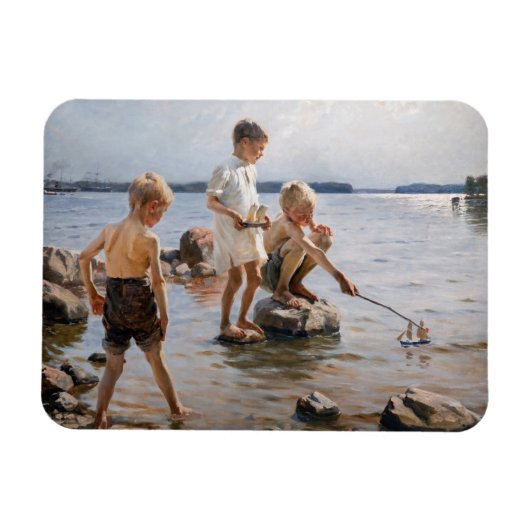 Albert Edelfelt -遊 Boys's on the Shore マグネット (横)