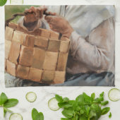 Albert Edelfelt - Splintバスケットを持つ老婦人 キッチンタオル (折り畳み)