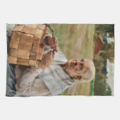 Albert Edelfelt - Splintバスケットを持つ老婦人 キッチンタオル (横)