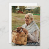 Albert Edelfelt - Splintバスケットを持つ老婦人 サンキューカード (正面/裏面)