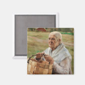 Albert Edelfelt - Splintバスケットを持つ老婦人 マグネット (正面/裏面)