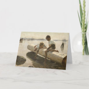 Albert Edelfelt - Two Boys on a Log カード