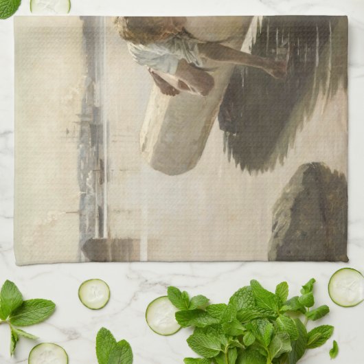 Albert Edelfelt - Two Boys on a Log キッチンタオル (折り畳み)