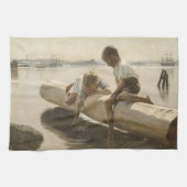 Albert Edelfelt - Two Boys on a Log キッチンタオル (横)