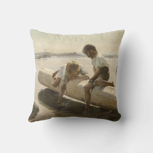 Albert Edelfelt - Two Boys on a Log クッション (裏面)