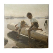 Albert Edelfelt - Two Boys on a Log タイル (正面)