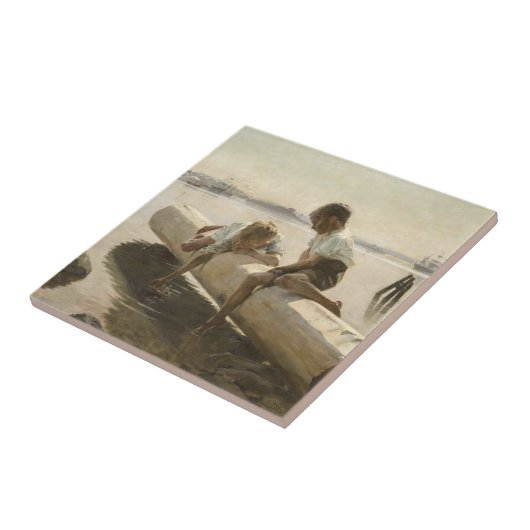 Albert Edelfelt - Two Boys on a Log タイル (側面)