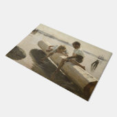 Albert Edelfelt - Two Boys on a Log ドアマット (アングル)
