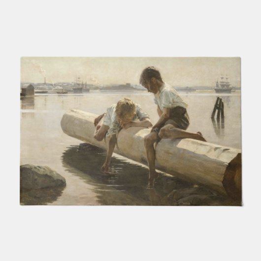 Albert Edelfelt - Two Boys on a Log ドアマット (正面)