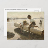 Albert Edelfelt - Two Boys on a Log ポストカード (正面/裏面)
