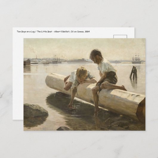 Albert Edelfelt - Two Boys on a Log ポストカード (正面/裏面)