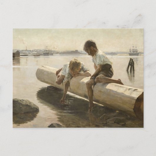 Albert Edelfelt - Two Boys on a Log ポストカード (正面)
