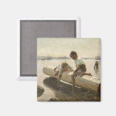 Albert Edelfelt - Two Boys on a Log マグネット (正面/裏面)