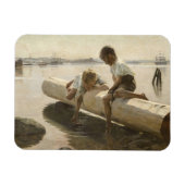 Albert Edelfelt - Two Boys on a Log マグネット (横)