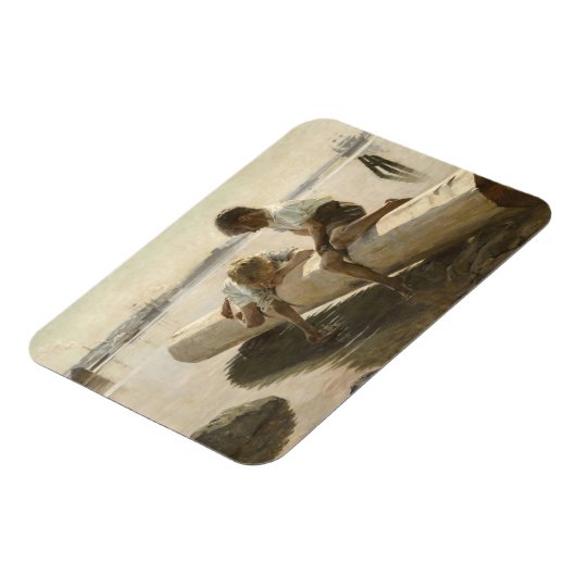 Albert Edelfelt - Two Boys on a Log マグネット (左側)