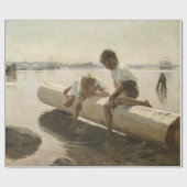 Albert Edelfelt - Two Boys on a Log ラッピングペーパー (フラット)