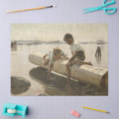 Albert Edelfelt - Two Boys on a Log 薄葉紙 (クラフト)
