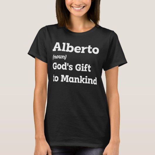 Albertoスマイルをこの名前おもしろい定義で作成 Tシャツ (正面)