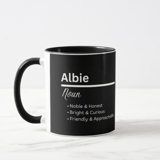 Albie Boy Name Definition Personalized Mug マグカップ (左)