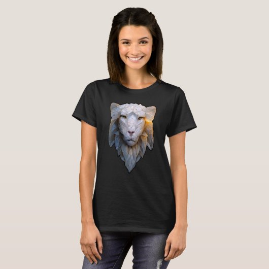 Albino Lion Vector of Stoic Ethereal Leo with Feat Tシャツ (正面フル)