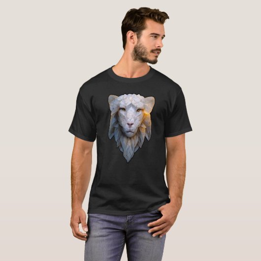 Albino Lion Vector of Stoic Ethereal Leo with Feat Tシャツ (正面フル)