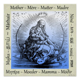 Albrecht Dürer Mother & Child on Crescent Moon ポスター