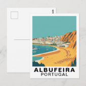 Albufeira, Portugal European Retro Travel Art ポストカード (正面/裏面)