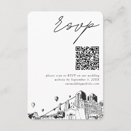Albuquerque結婚のモダンRSVP QRコード エンクロージャーカード (正面)