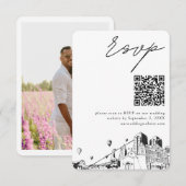 Albuquerque結婚のモダンRSVP QRコード エンクロージャーカード (正面/裏面)