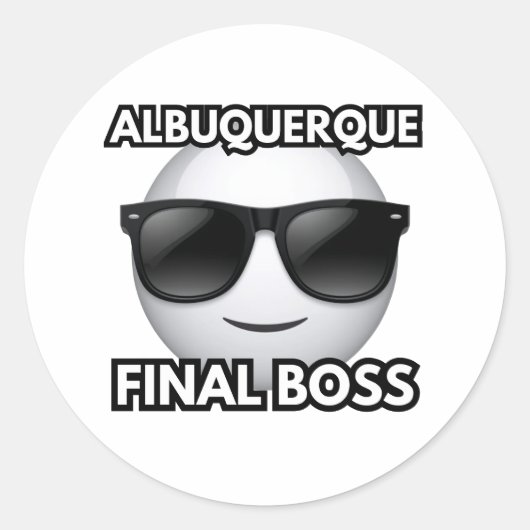 Albuquerque Final Boss Cool Emoji Sticker ラウンドシール (正面)