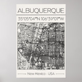 Albuquerque New Mexico Charcoal City Map Poster  ポスター