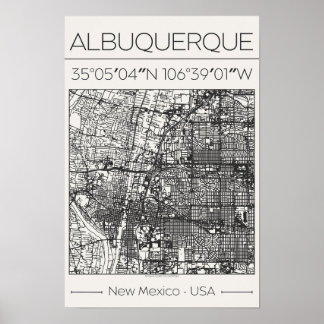 Albuquerque New Mexico Charcoal City Map Poster ポスター