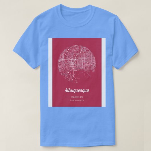 Albuquerque New Mexico USAのマップ(re付き) Tシャツ (デザイン正面)