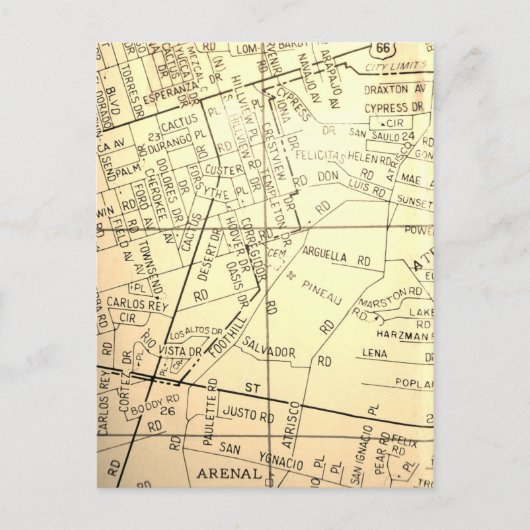 Albuquerque、NMヴィンテージマップ ポストカード (正面)