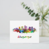 Albuquerque skyline in watercolor ポストカード (スタンド正面)