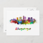 Albuquerque skyline in watercolor ポストカード (正面/裏面)