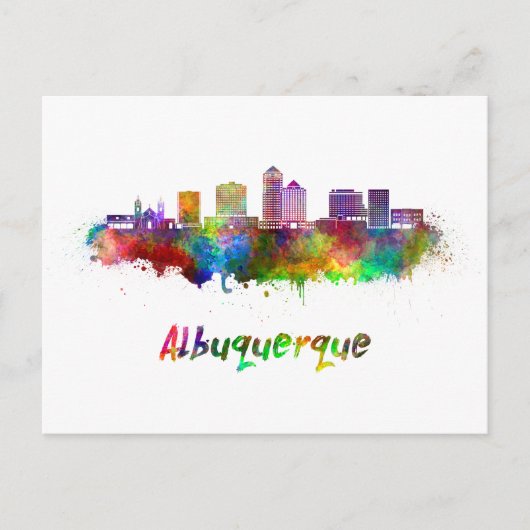 Albuquerque skyline in watercolor ポストカード (正面)