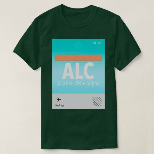 ALCアリカンテエルチェ空港タグ Tシャツ (デザイン正面)