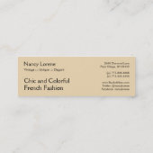 ALCINAのフランスのなアールデコの女性: お洒落な夏 スキニー名刺 (裏面)