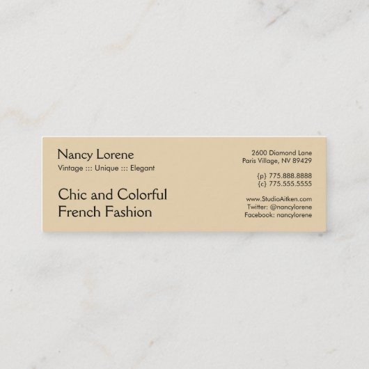 ALCINAのフランスのなアールデコの女性: お洒落な夏 スキニー名刺 (裏面)