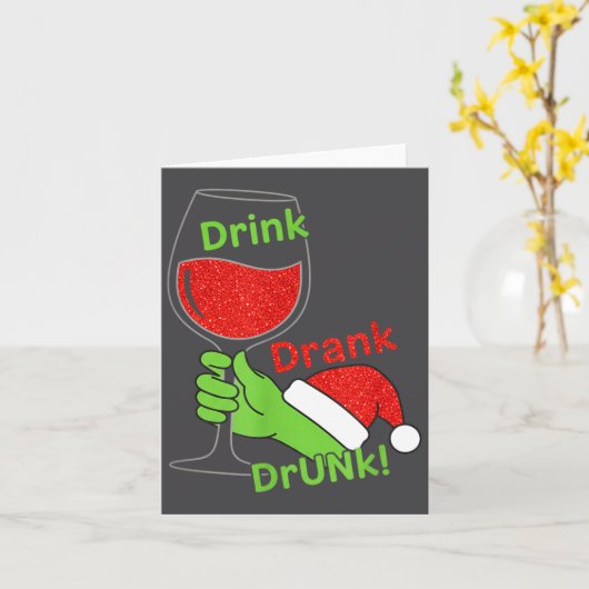 Alcohol &amp; Tails Drink Drank Drunk! Funny Chris カード (黄色い花)