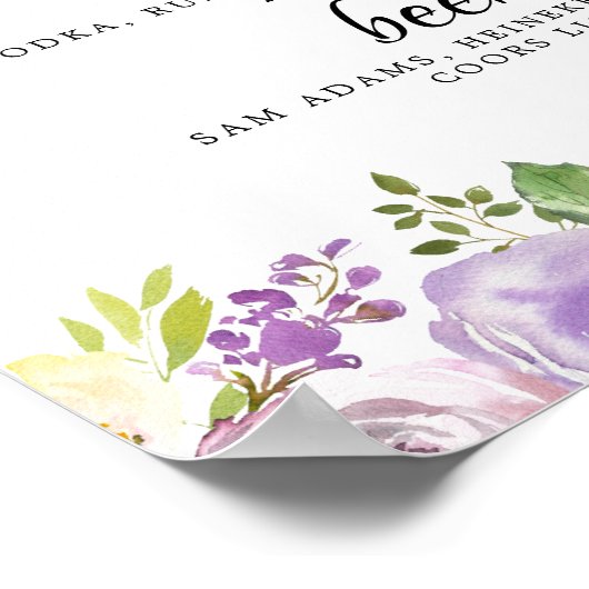 Alcohol, Cocktail Drinks Bar Editable Wedding Sign ポスター (角)