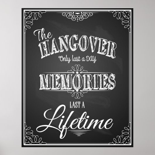 Alcohol HANGOVER bar sign perfect wedding print ポスター (正面)