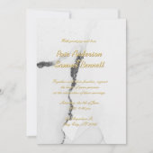 Alcohol Ink Black White Glitter Wedding Invitation 招待状 (正面)