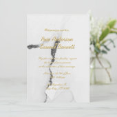 Alcohol Ink Black White Glitter Wedding Invitation 招待状 (スタンド正面)
