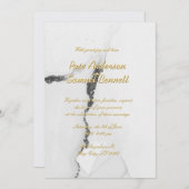 Alcohol Ink Black White Glitter Wedding Invitation 招待状 (正面/裏面)