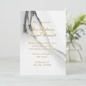 Alcohol Ink Black White Glitter Wedding Invitation 招待状 (スタンド正面)