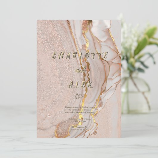 Alcohol Ink Chic Wedding Invitation 招待状 (スタンド正面)