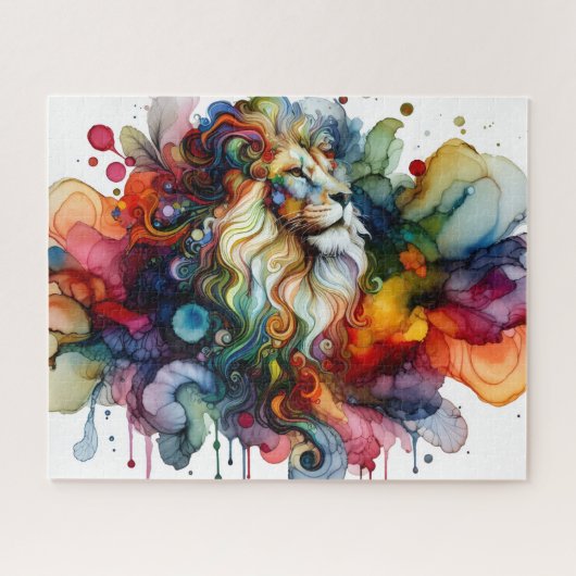 Alcohol Ink Colorful Lion ジグソーパズル (横)