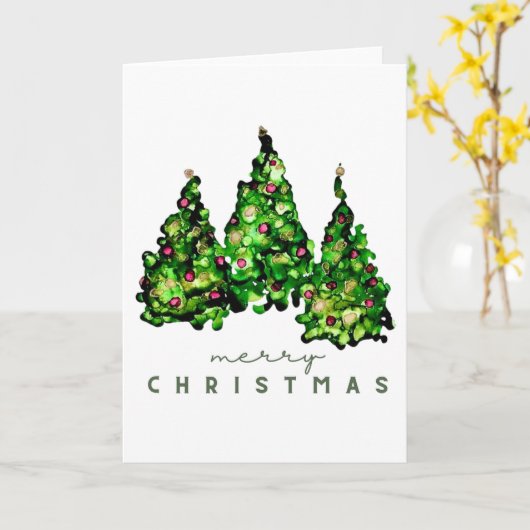 Alcohol Ink Design Christmas Greeting Cards カード (黄色い花)